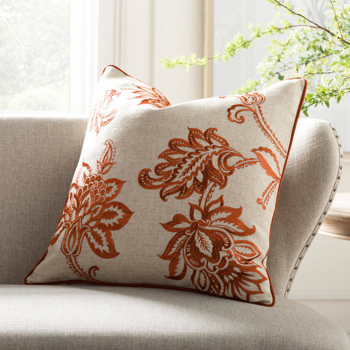 Kelly Clarkson Home Lane Embroidered French Country Floral Throw Pillow